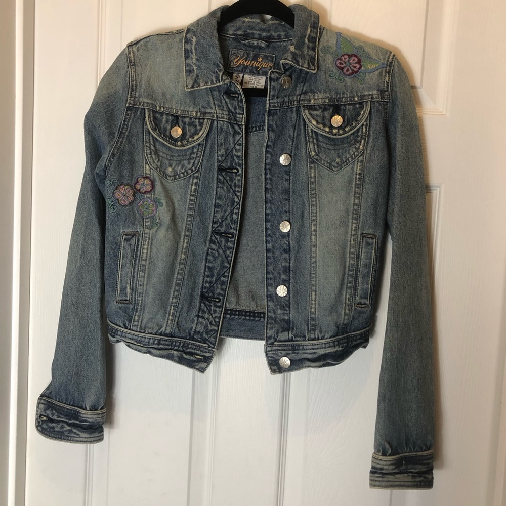 Younique Girls size M Embroidery Denim Jacket